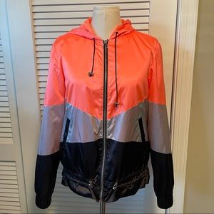 Express Pink Black Silver and Gray Lightweight Wind Breaker Jacket